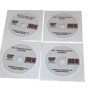 Deaf ASL American Sign Language Vocabulary English Science Math SS DVD Lot 4